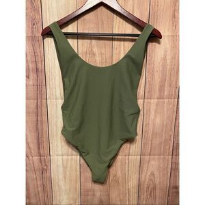 Aerie Large olive green low back one piece swimsuit women’s sexy